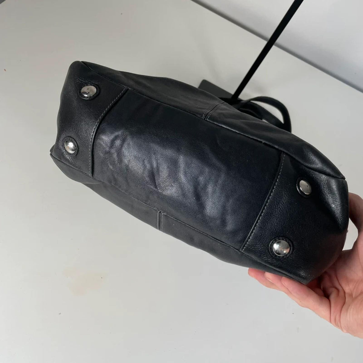 Coach Gallery East West Black Leather Pleated Shoulder Bag Y2K J0920-F13759