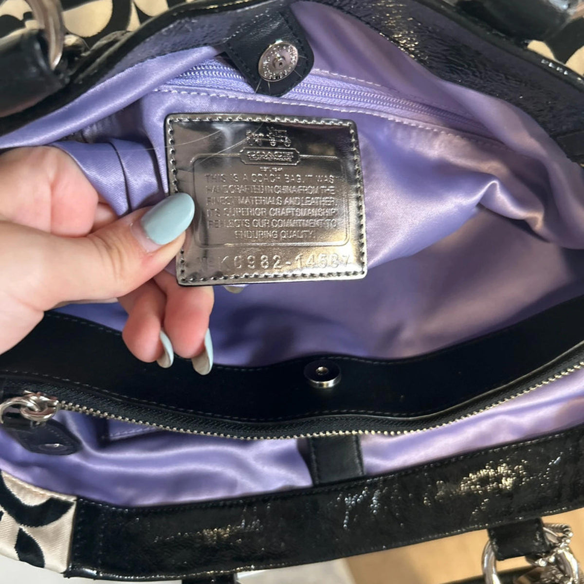 Coach Madison OP Signature Black and White Shoulder Bag K0982-14537