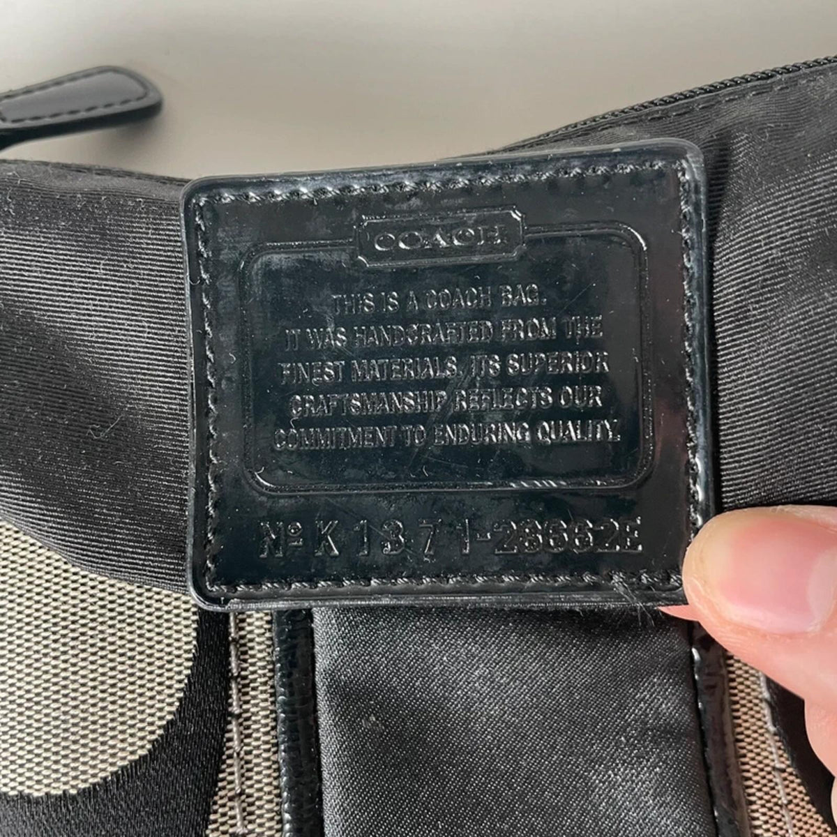 Coach Signature Jacquard Stripe Demi Bag Black Patent Leather K1371-28662E