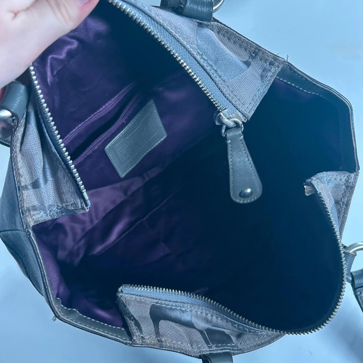 Coach Grey Studded Monogram Shoulder Bag F1067-F15240