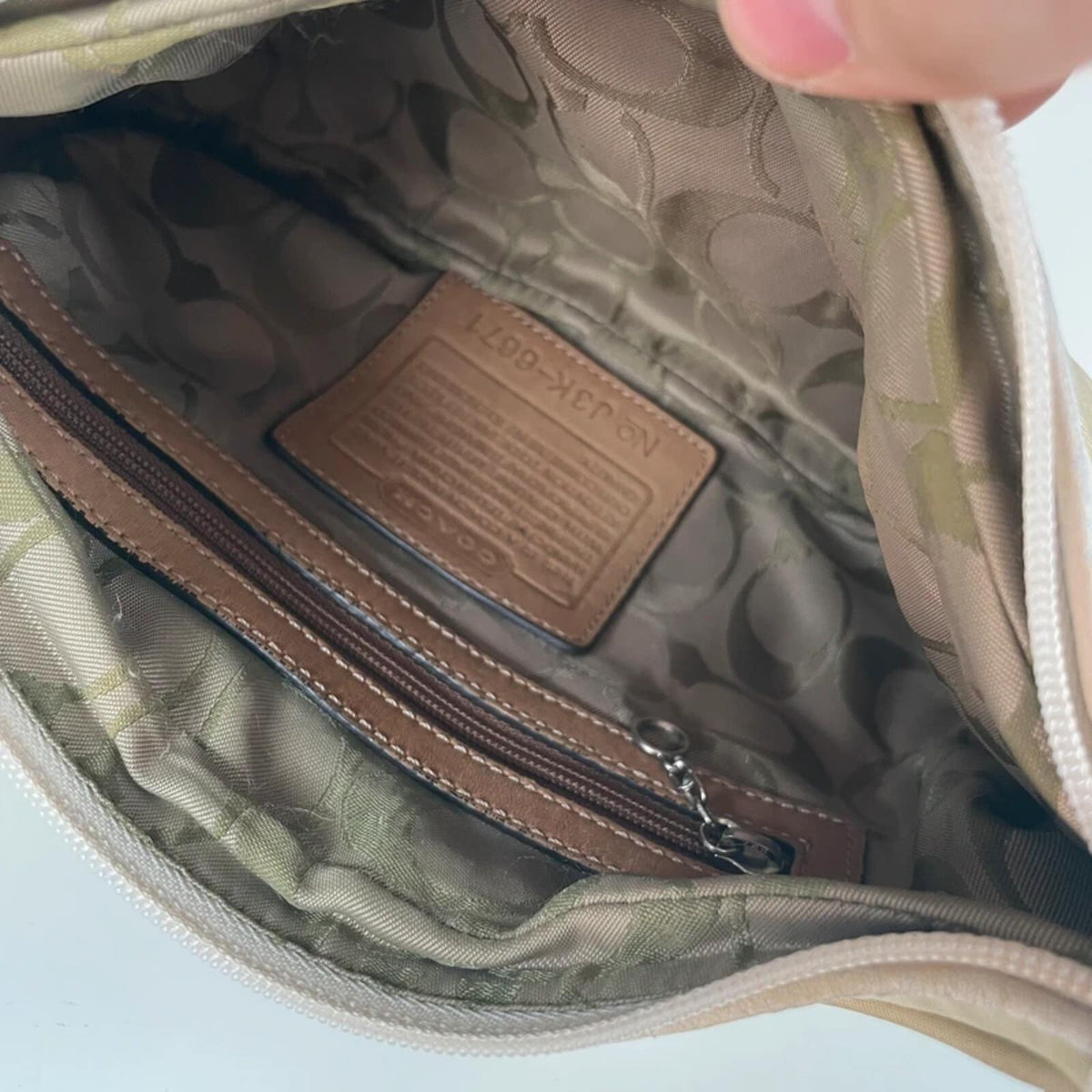 Coach Green Nylon Leather Hobo Shoulder Bag J3K-6671