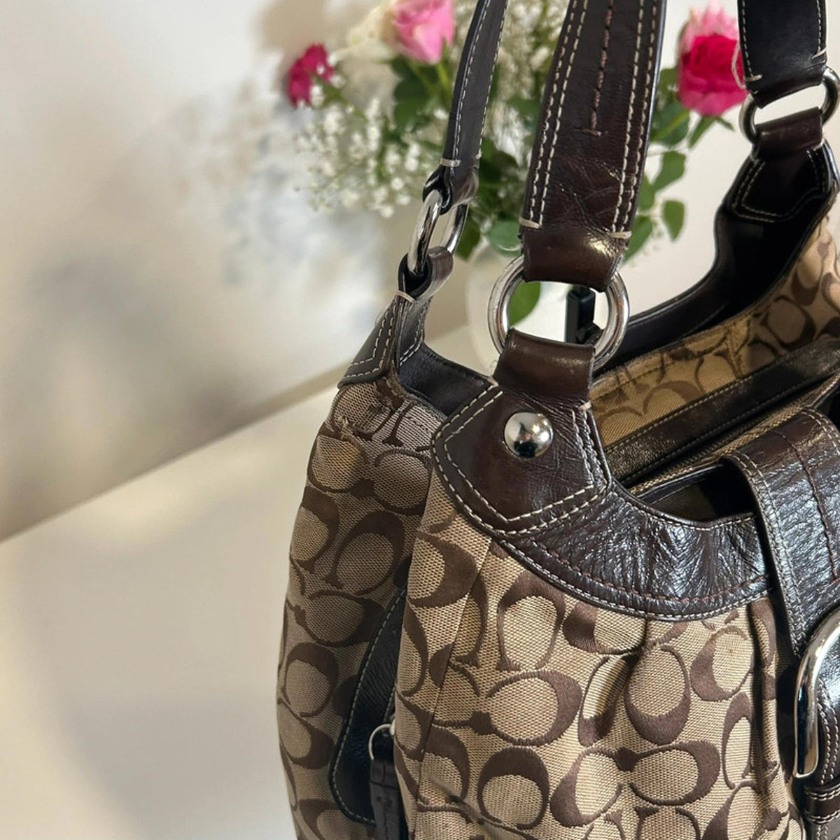 Coach Brown One Buckle Shoulder Bag M1079-F15083