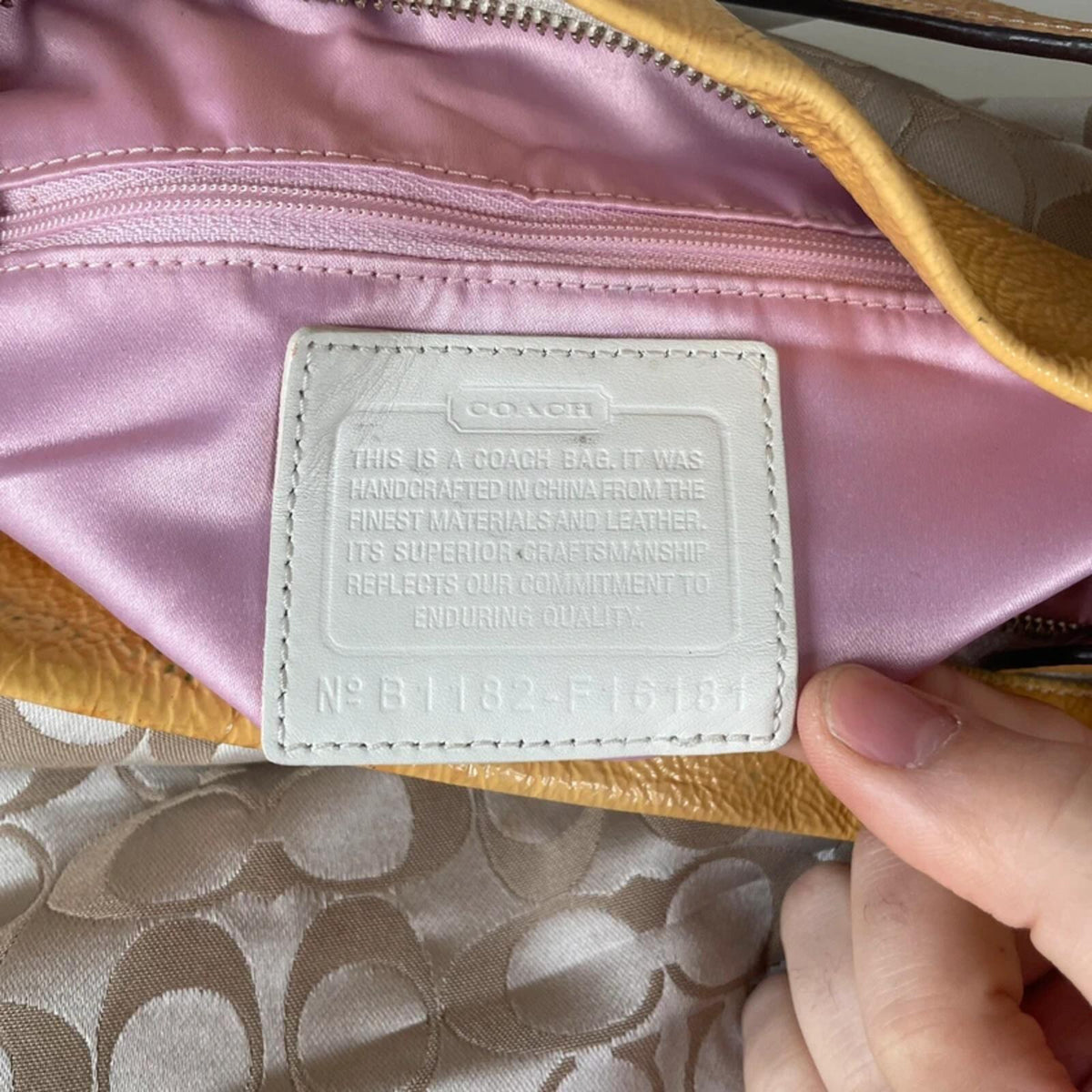 Coach Beige Half Moon Monogram Shoulder Bag Yellow Detail B1182-F16181