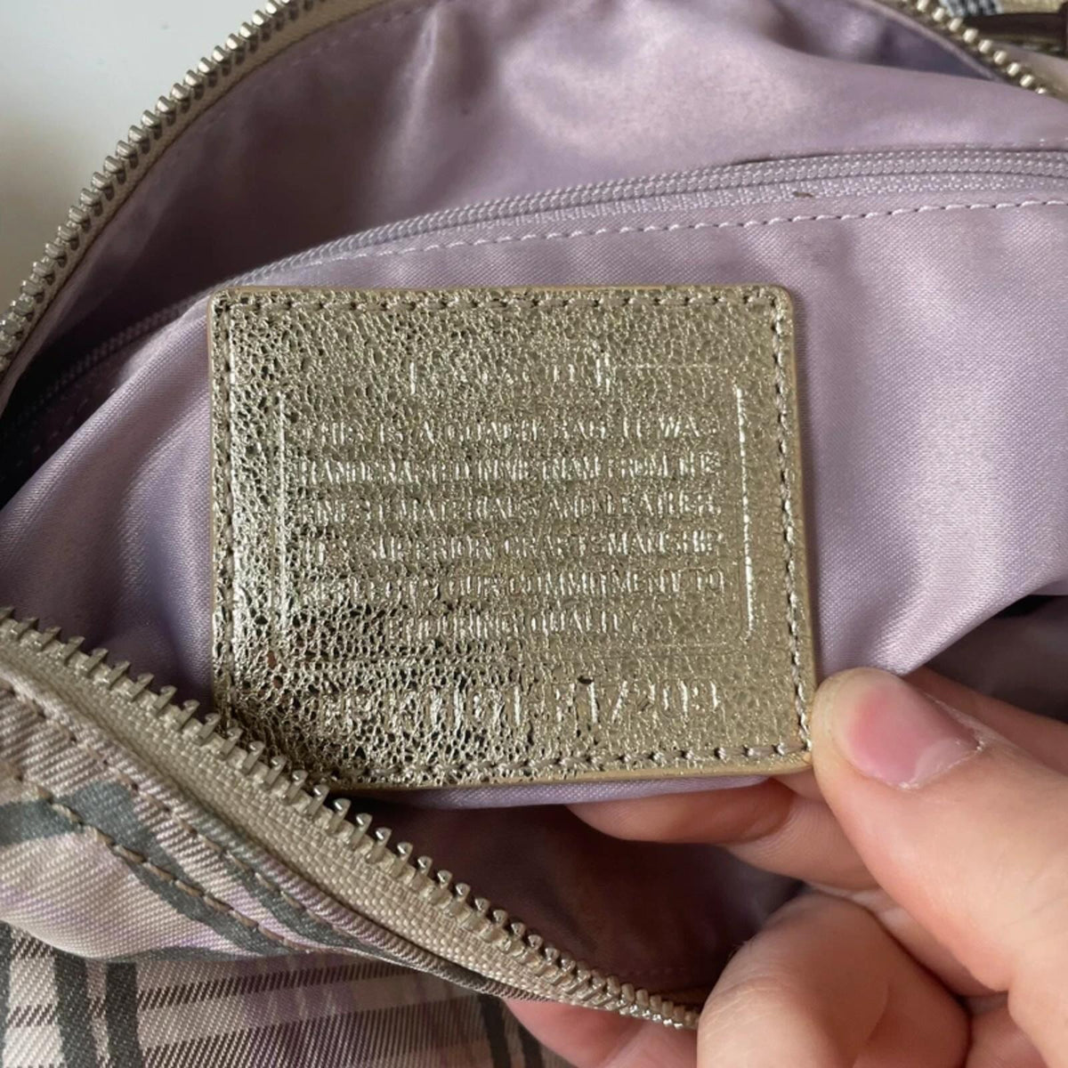 Coach Plaid Beige Purple Gold Hobo Shoulder Bag Heart Keychain K1161-F17209