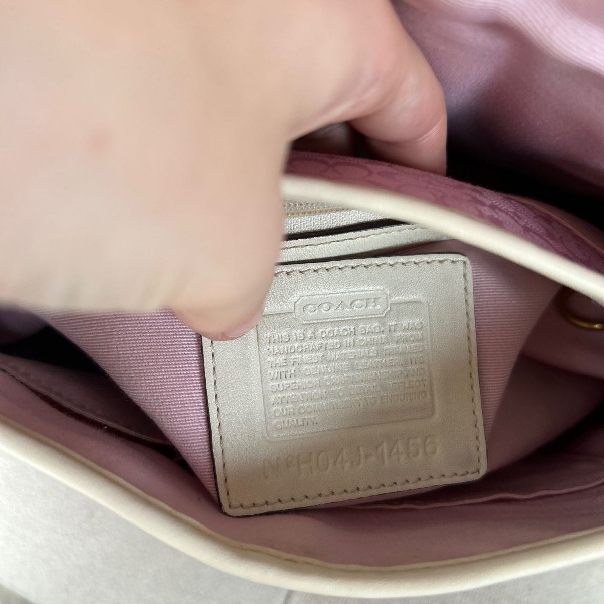 RARE Large Coach Baby Pink Monogram Soho Shoulder Bag with White Leather Trim with Purse H04J-1456
