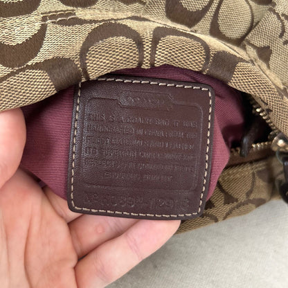 Coach Brown Signature Pleated Canvas Hobo Shoulder Bag H0894-12918